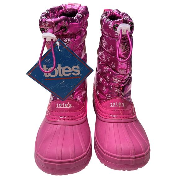 Totes Birchmount Water Resistant Winter Snowflake Snow Boots Girls Size 5M Pink - Picture 3 of 13